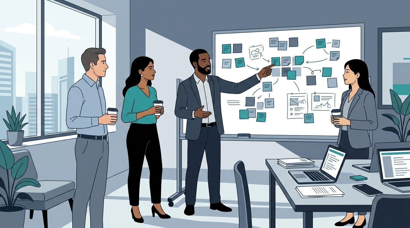 AI strategy consulting Canada: team assessing AI opportunities on a whiteboard