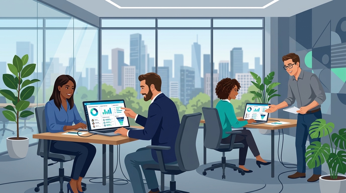 CRM adoption: sales team using a customer dashboard