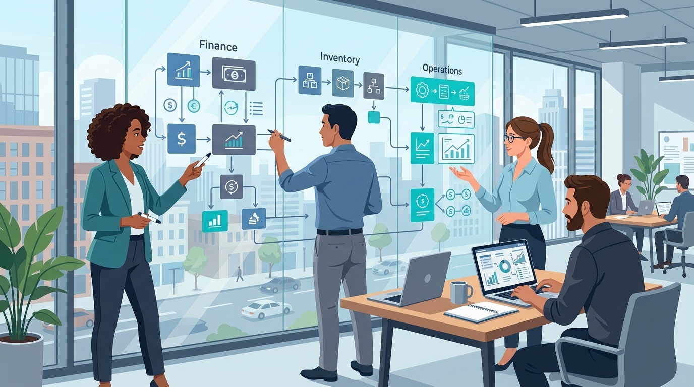 ERP implementation: mapping business processes across finance, inventory, and operations
